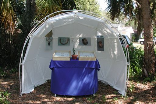 Geodesic dome booth.