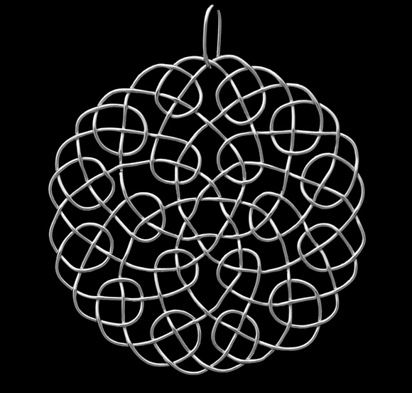 Celtic knot rendered in silver.