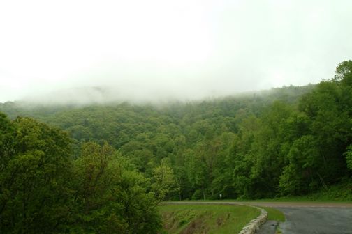 Clouds lowering along the ridge.