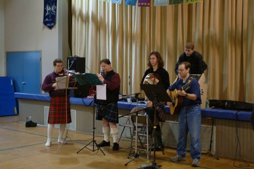 Dance band tuning up.