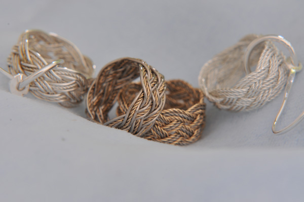 The final rings, with prototype earrings.