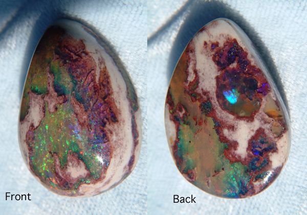 Front and back views of a Mexican opal.
